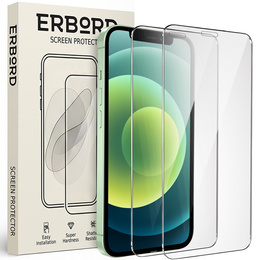 2x Закаленное стекло для iPhone 12 Mini, ERBORD 9H Hard Glass на экране