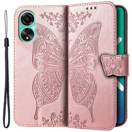 Чохол-книжка для Oppo A98 5G, Butterfly, рожевий rose gold
