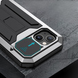 Чохол для iPhone 13, R-JUST CamShield Slide, броньований, сріблястий / чорний