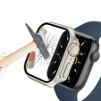 2в1 чехол и защитное стекло для часов Apple Watch 7/8 45MM, Silver/Orange