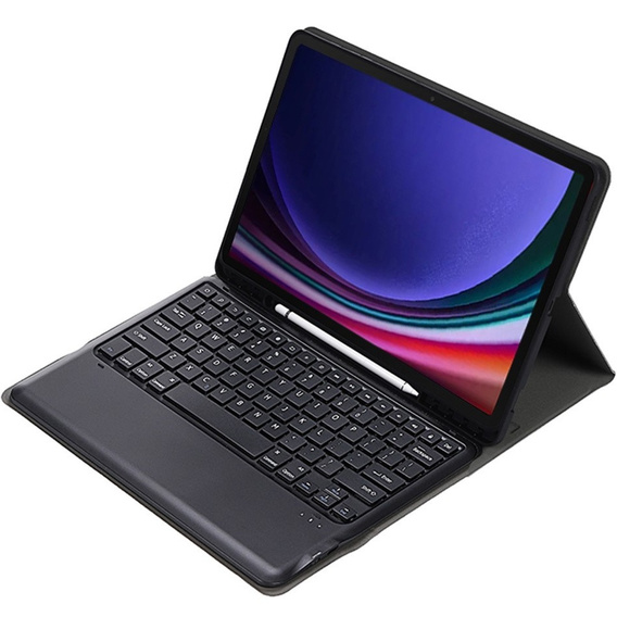Чехол + клавиатура Samsung Galaxy Tab S9+, Leather Pen Slot, чёрный