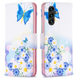 Откидной чехол для Samsung Galaxy A55 5G, Wallet, Butterfly & Flowers, белый