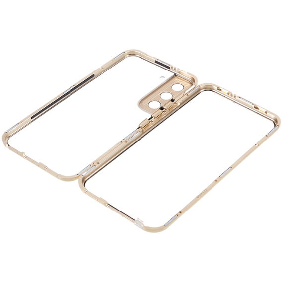 Чехол для Samsung Galaxy S22, Magnetic Dual Glass, золотой