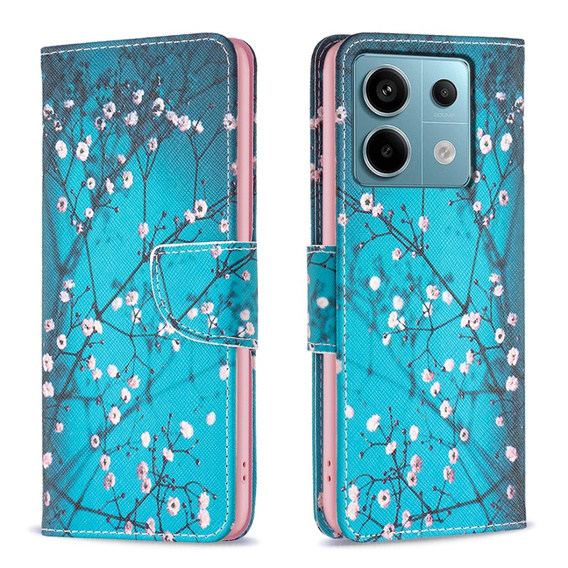 Откидной чехол для Xiaomi Redmi Note 13 Pro 5G, Wallet, Sakura синий