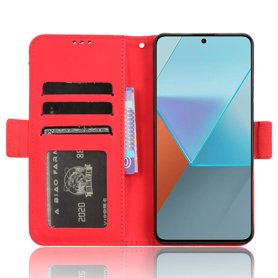 Футляр з клапаном для Xiaomi Redmi Note 13 Pro 5G, Card Slot, червоний