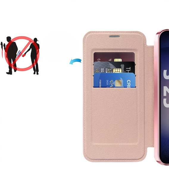 Чохол-книжка для Samsung Galaxy S25+ Plus, RFID Wallet MagSafe CamShield, рожевий
