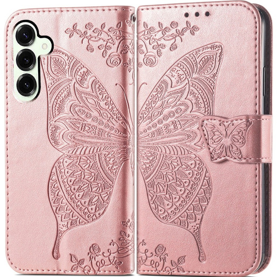 Чохол-книжка для Samsung Galaxy S25 FE, Butterfly, рожевий rose gold