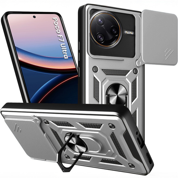 Чехол NOX Camera Slide Xiaomi Poco F7 Ultra, CamShield Slide, серебряный
