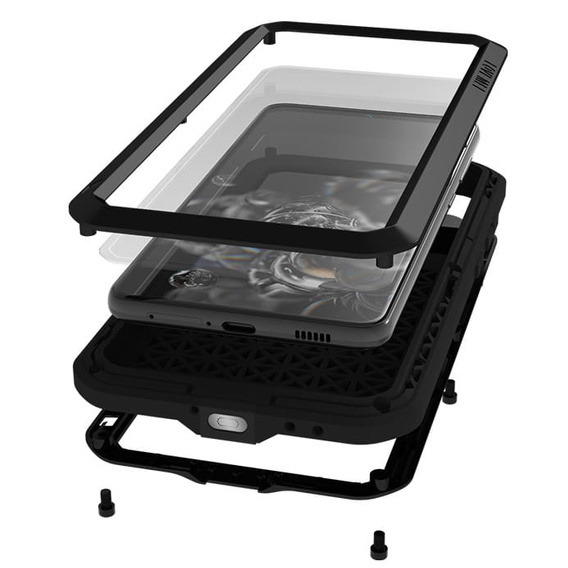 Чехол Love Mei до Samsung Galaxy S21 FE, armored with glass, чёрный