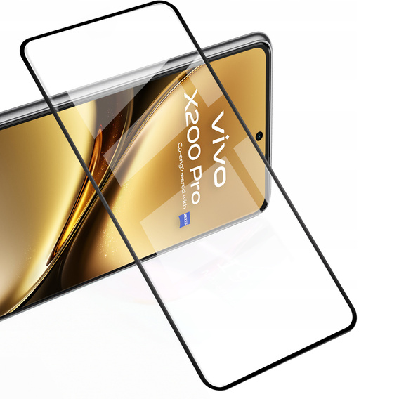 3D загартоване скло для Vivo X200 Pro 5G, чорна рамка