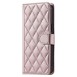 Чохол-сумка для Samsung Galaxy S25 FE, Rhombus Crossbody Leather, рожевий rose gold