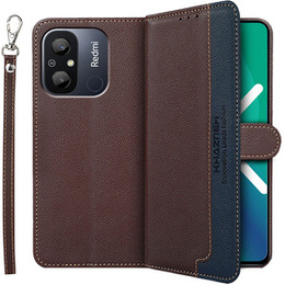 Чохол-книжка для Xiaomi Redmi 12C, KHAZNEH RFID, коричневий / синій