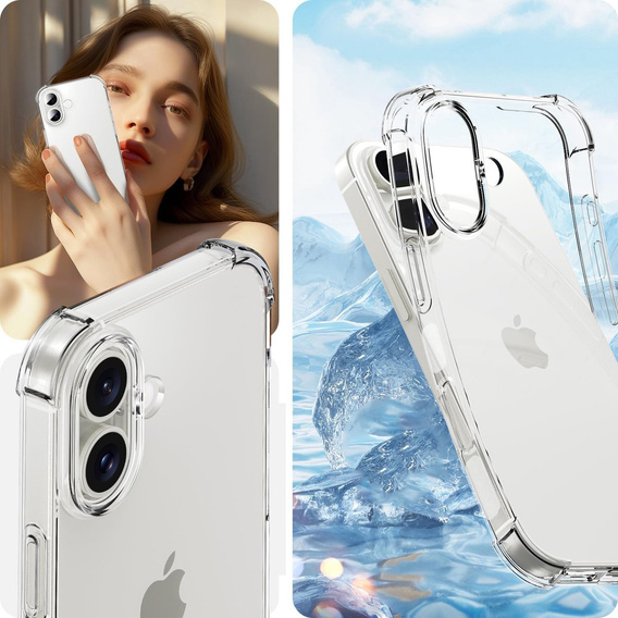 Чехол для iPhone 16, Erbord Dropproof, прозрачный + стекло