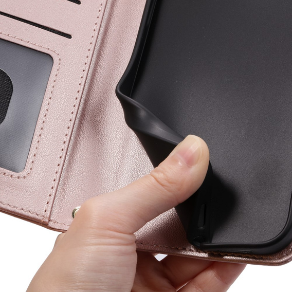 Чохол-сумка для Samsung Galaxy S24 FE, Rhombus Crossbody Leather, рожевий rose gold