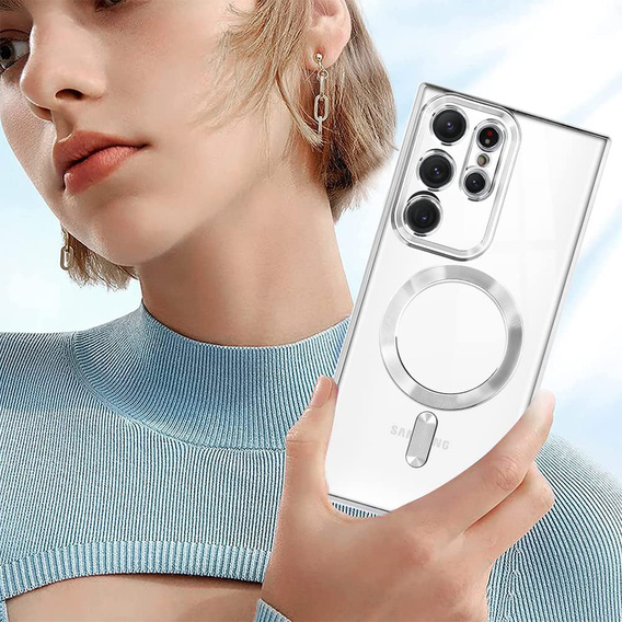 Чехол до Samsung Galaxy S23 Ultra, MagSafe Hybrid, серебряный