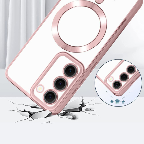 Чехол для Samsung Galaxy S23, Electro MagSafe, розовый rose gold + стекло для экрана