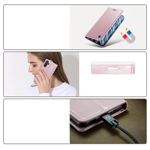 Флип-кейс CASEME для Samsung Galaxy A14 5G, Waxy Textured, розовый