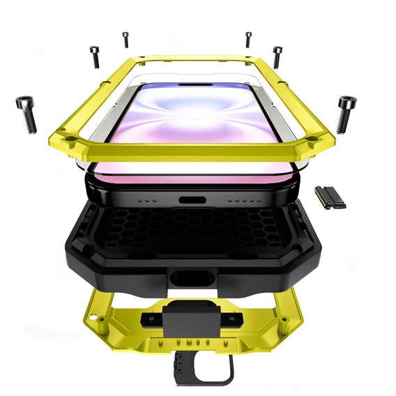 Броньований чохол R-JUST з захистом екрану та підставкою для iPhone 17