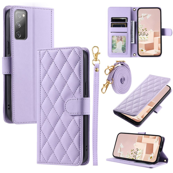 Чохол-сумка для Samsung Galaxy S20 FE, Rhombus Crossbody Leather, фіолетовий