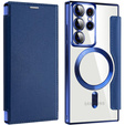 Чохол-книжка для Samsung Galaxy S22 Ultra 5G, RFID Wallet MagSafe CamShield, темно-синій