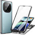 Чехол для Xiaomi Redmi Note 14 Pro, Magnetic Dual Glass, серебряный