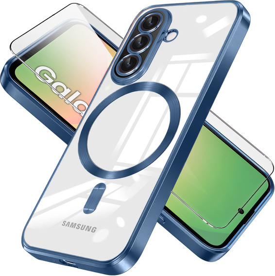 Чехол для Samsung Galaxy A56, Electro MagSafe, темно-синий + стекло для экрана