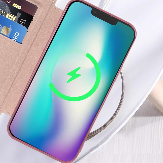 Чохол-книжка для iPhone 15, RFID Wallet MagSafe CamShield, рожевий