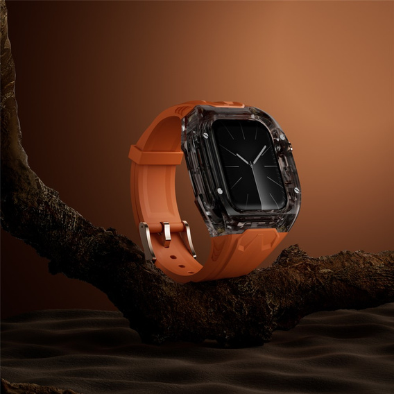 Силиконовый ремешок с чехлом для Apple Watch 1/2/3/4/5/6/7/8/9/10/SE/Ultra/Ultra 2 42/44/45/49MM