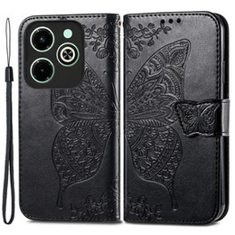 Откидной чехол для Infinix Hot 40i, Butterfly, чёрный