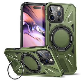 Чехол для iPhone 16 Pro, бронированный с подставкой и ручкой-планшетом, зелёный
