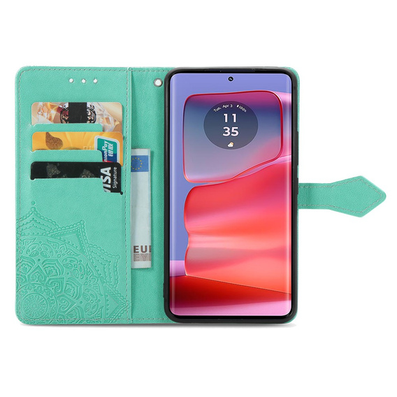 Откидной чехол для Motorola Edge 50 Pro, Mandala, зелёный