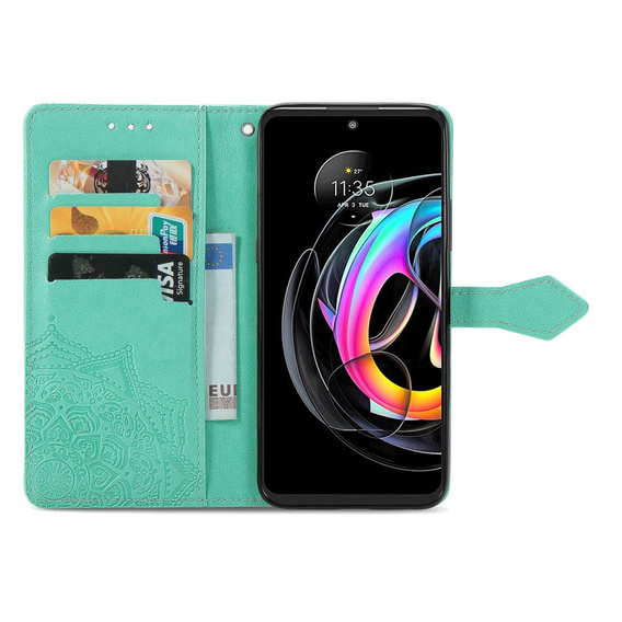 Откидной чехол для Motorola Edge 20 Lite, Mandala, зелёный