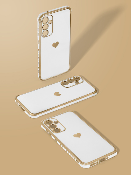 Чехол для Samsung Galaxy A35 5G, Electro heart, белый + полное клеевое керамическое стекло