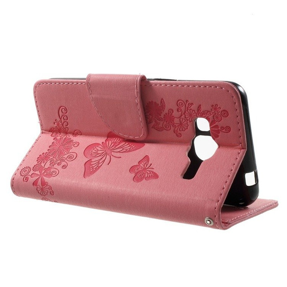 Откидной чехол для Samsung Galaxy J3 2016, Butterfly, розовый
