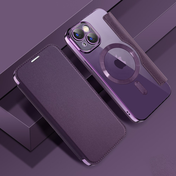 Чохол-книжка для iPhone 15, RFID Wallet MagSafe CamShield, фіолетовий