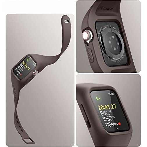Ремень + чехол Suritch для Apple Watch 4/5/6/7/8/SE 44/45mm, коричневый