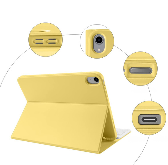 Чехол с подсвечиваемой bluetooth-клавиатурой для iPad 10.9 2022 (10 gen.), жёлтый