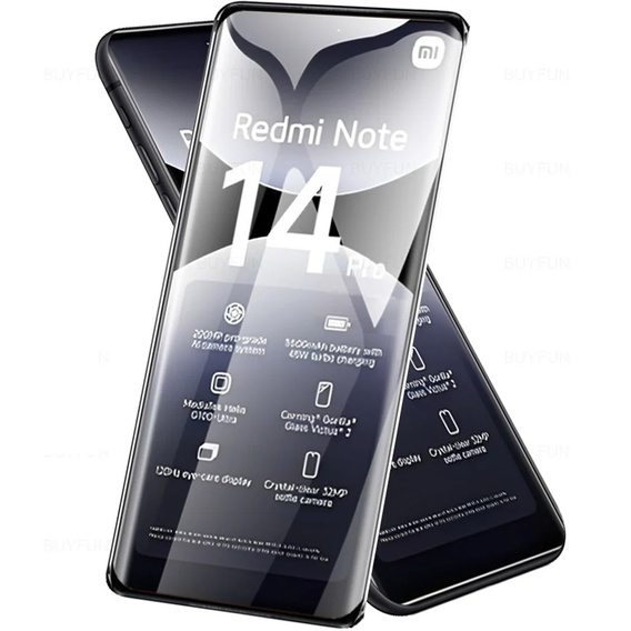 3D загартоване скло для Xiaomi Redmi Note 14 Pro, чорна рамка