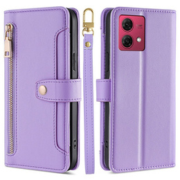 Откидной чехол для Motorola Moto G84 5G, Wallet Zipper Pocket, фиолетовый