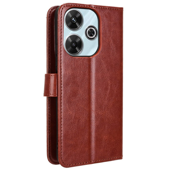 Откидной чехол для Xiaomi Redmi 13, Crazy Horse Wallet, коричневый
