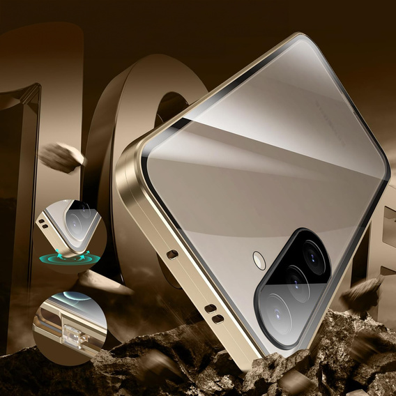 Чехол для Samsung Galaxy A36, Magnetic Dual Glass, золотой