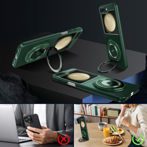 Чохол GKK для Galaxy Z Flip 5 5G, Corners Dropproof MagSafe, прозорий / фіолетовий