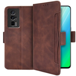 Откидной чехол для Poco F5 Pro 5G, Card Slot, коричневый