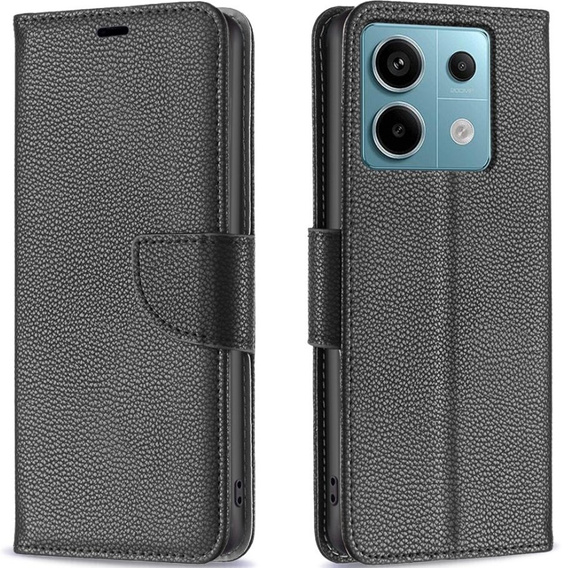 Чехол до Xiaomi Redmi Note 13 Pro 5G, Wallet Litchi Leather, чёрный