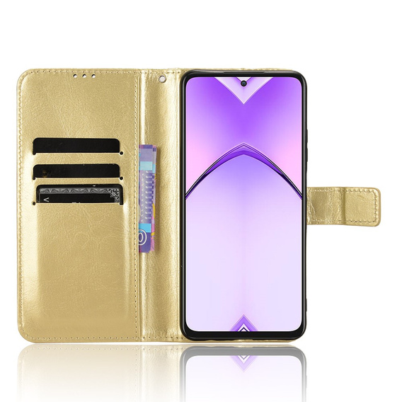 Откидной чехол для Oppo A80, Crazy Horse Wallet, золотой