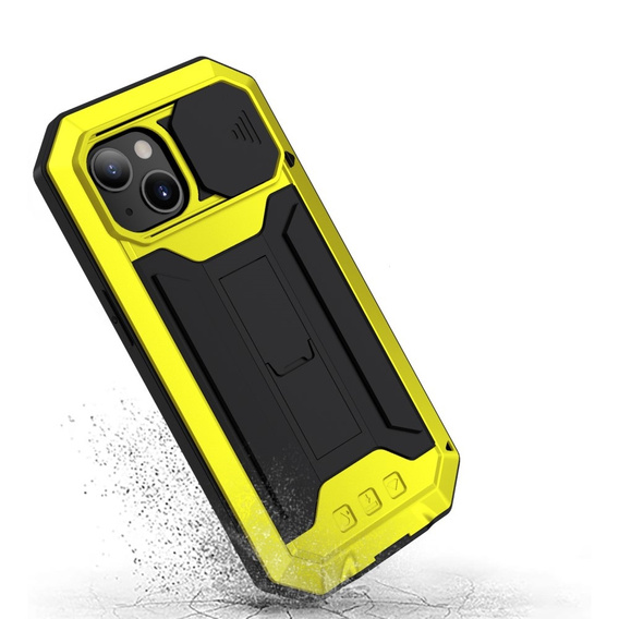 Чехол для iPhone 13 Mini, R-JUST CamShield Slide, бронированный, жёлтый / черный