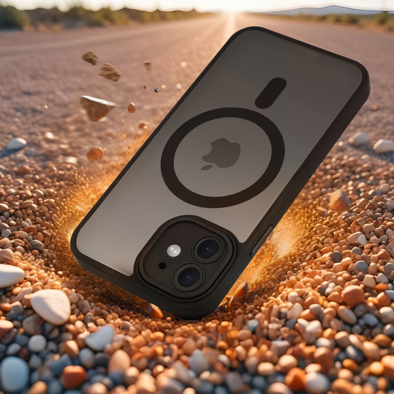 Чохол для iPhone 12, для MagSafe, ERBORD Matt Case, чорний + захисне скло