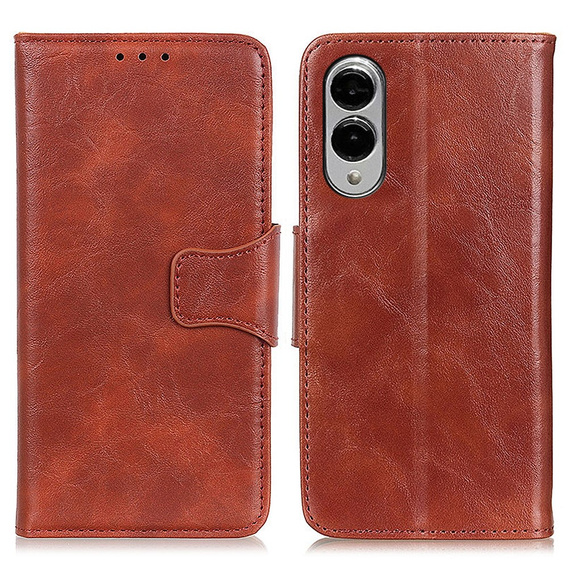 Откидной чехол для Samsung Galaxy S25 Edge, Crazy Horse Wallet, коричневый