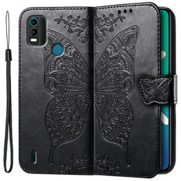 Откидной чехол для Nokia C21 Plus, Butterfly, чёрный