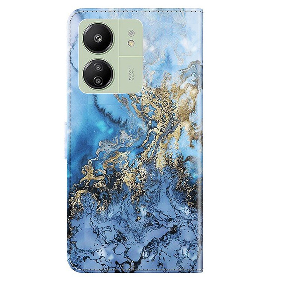Откидной чехол для Xiaomi Redmi 13C / Poco C65, Wallet, Marble синий